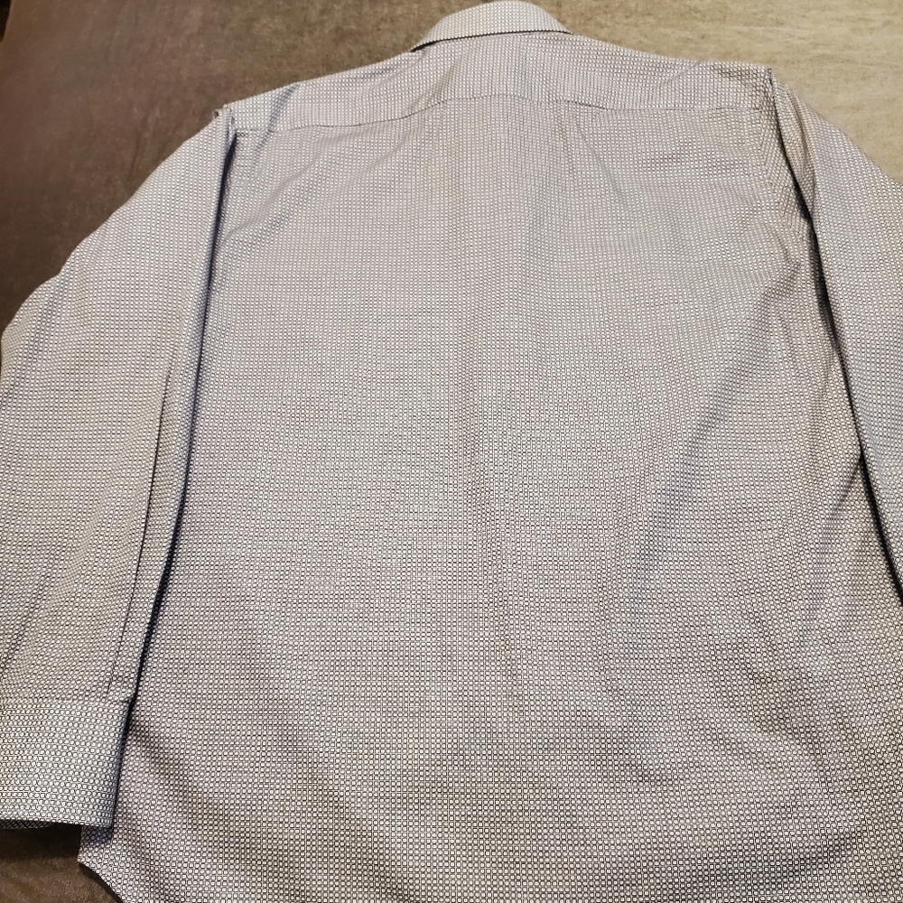 Thomas Dean Button Down Black Blue Square Pattern - image 3